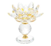 Bougeoir en Cristal de Fleur Lotus Jaune pour Décoration Intérieure