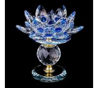 Bougeoir en cristal de lotus pour bougie chauffe-plat en cristal, pour décoration de maison, anniversaire de mariage (bleu)
