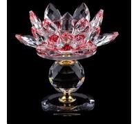 Bougeoir en cristal en forme de lotus pour décoration de maison, anniversaire de mariage (rouge)