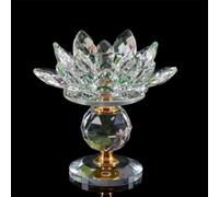 Bougeoir en cristal en forme de lotus pour décoration de maison, anniversaire de mariage (vert)