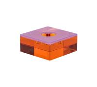 Bougeoir en cristal orange, rond, 1 bougie - Hübsch, Flux - Ø10xH4 cm