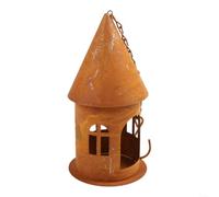 Bougeoir en fer rustique pour décoration chandelier en fer | Design de château creux, montage suspendu, aspect rustique, taille 21 x 10 cm, pour l'intérieur