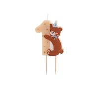 PartyDeco Bougeoir en forme de 1 avec ours – 1er anniversaire, bougie pour gâteau