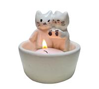 Bougeoir en forme de chat fabriqué à la main - Céramique robuste résistante à la chaleur, design animal charmant, acte décoratif compact, placement facile | Accessoire de bougie avec fonction de