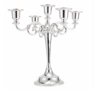 Bougeoir en métal, bougeoir à 5 bras, bougeoir vintage, bougeoir classique pour table, argent