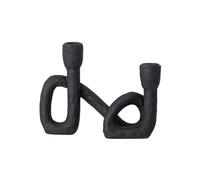 Bougeoir en polyrésine noir, chandelier, 2 bougies, torsadé, forme noeud - Bloomingville, Mashel - 6x21x17 cm