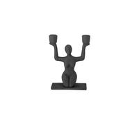 Bougeoir en polyrésine noir, chandelier, forme femme en lotus - Bloomingville, Lucie - 11x18x23 cm