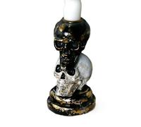 Bougeoir en résine artistique empilée en forme de tête de mort pour Halloween, décoration de bureau et fêtes, décoration gothique, maison, bougeoir en forme de crâne