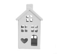 Bougeoir en résine en forme de cœur vintage en forme de maison pour décoration d'intérieur, centre de table romantique pour mariage, Noël, Saint-Valentin, fêtes, blanc