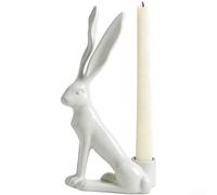 Bougeoir en résine en forme de lapin, décoration de table de Pâques, support de bougie moderne pour la maison, étagère, cheminée, blanc, 20 cm (B)