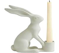 Bougeoir en résine en forme de lapin, décoration de table de Pâques, support de bougie moderne pour la maison, étagère, cheminée, blanc, 20 cm (A)