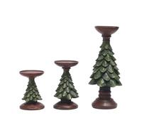 Bougeoir en résine pour sapin de Noël - Fabriqué à la main de style européen - Variantes vertes et dorées, disponibles en 3 tailles ou 3 pièces (vert, lot de 3)