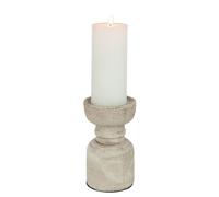 Bougeoir en terre cuite coloris beige effet vieilli h18cm
