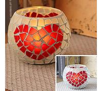 Bougeoir en Verre Mosaïque Coloré, Photophore Romantique pour Décoration de Fête de Mariage, Cadeau, Confession, Chandelier, Dîner - Ajoute Une Atmosphère