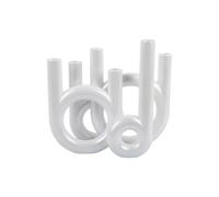 Bougeoir en verre Present Time Rings Large Blanc 13,5x32,5 cm