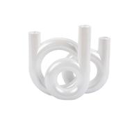 Bougeoir en verre Present Time Rings Medium Blanc 12x20 cm