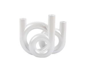 Bougeoir en verre Present Time Rings Medium Blanc 12x20 cm