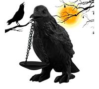 Bougeoir - Figurine gothique d'Halloween - Photophore - Figurine d'oiseau - Décoration de table pour salon, cuisine, bar, fête