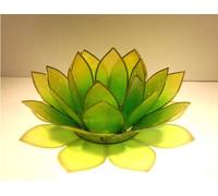 Bougeoir Fleur de Lotus Nacre Vert Jaune