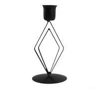 Bougeoir géométrique en fer forgé pour créer des points focaux dans les salons, les salles à manger et les tables d'événements (noir losange)