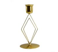 Bougeoir géométrique en fer forgé pour créer des points focaux dans les salons, salles à manger et tables d'événements (rond doré)