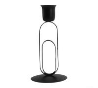Bougeoir géométrique en fer forgé pour créer des points focaux dans les salons, salles à manger et tables d'événements (longue bande noire)
