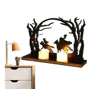 Bougeoir gothique, figurines humaines sans tête, figurine en bois avec silhouette d'arbre de mort, décoration pour entrée, salon, chambre à coucher