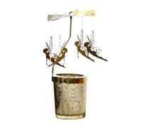 Bougeoir Lanterne Tournante Plateau Rond Chandelier Rotatif Simple Et Moderne Fer Verre Bougie Romantique Table Tournante Bougeoir pour Fête À La Maison (Fées 17 * 5cm)