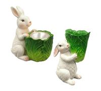 Bougeoir Lapin De Pâques - Sculpture De Lapin Sculptée À La Main, Support De Bougie Chauffe-Plat Lièvre Fantaisiste, Support De Piédestal Votif Artistique, Ornement De Table De Campagne Shabby-Chic |