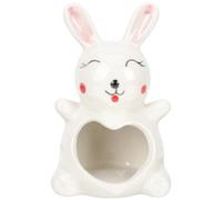 Bougeoir Lapin en Céramique Blanche, Décoratif Moderne | Style Cartoon Mignon, Surface Lisse, Format Compact de Table, pour Bureau, Famille et Photos