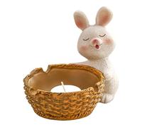 Bougeoir lapin en résine, bougeoir en forme de lapin, bougeoir de Pâques avec charmant motif lapin pour salon, chambre à coucher, ou décorations festives (1 pièce)
