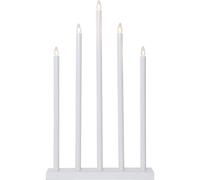 Bougeoir LED, lampe décorative, illuminations de Noël, 5 flammes, blanc, bois, H 64 cm