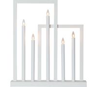 Bougeoir LED, lampe décorative, lampe de salon, Noël, 5 flammes, blanc, bois, H 51 cm