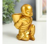 Bougeoir Little Bouddha - Statues de Bouddha pour décoration d'intérieur - Bougie chauffe-plat dorée - Statue de Bouddha dorée - Décoration de salon et accessoires