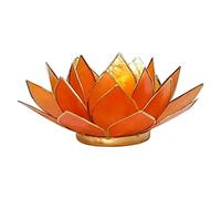 Porte Bougie Fleur de Lotus Orange et Or 2nd chakra