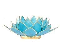 Porte Bougie Fleur de Lotus Bleu et or 5 ème chakra