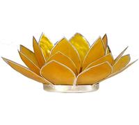 Bougeoir Lotus jaune 3ème chakra argenté -- 13.5 cm