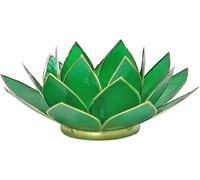 Bougeoir Lotus vert 4ème chakra doré -- 13.5 cm