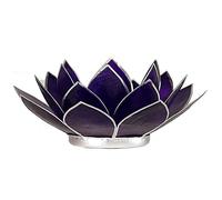 Bougeoir Lotus violet 7ème chakra couleur argent -- 13.5cm
