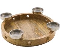 Bougeoir Mango 48 cm - 4 assiettes à bougies en aluminium - Modèle : rond