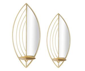 Bougeoir murale Mauro Ferretti Leaf (x2) Doré 18x13x41-15x13x35 cm