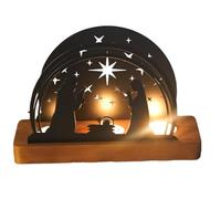 Bougeoir Nativité Noël | Design religieux et sacré en fer creux pour fêtes - Bougeoir pour l'Avent de Noël - pour Porche Patio Jardin Fête Nuit Automne Cuisine Bureaux Porte