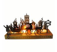 Bougeoir Noel avec 24 Calendriers de l'Avent Photophore Bois Métal, Couronne de L'avent Centre de Table Noel Chandelier Bougeoir 26 x 9,5 x 13 cm