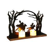 Bougeoir noir - Figurines de cheval humain sans tête - Figurine d'arbre mort en bois pour bibliothèque, cuisine, rebord de fenêtre, entrée, salle à manger