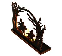 Bougeoir noir - Figurines humaines sans tête - Figurine en bois avec silhouette d'arbre de mort - Décoration pour entrée, salon, chambre à coucher