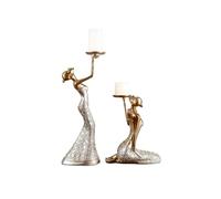 Bougeoir Paire de Chandeliers décoratifs créatifs, Style Moderne et épuré, for la Table à Manger ou la décoration intérieure.(Silver)