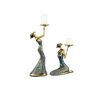 Bougeoir Paire de Chandeliers décoratifs créatifs, Style Moderne et épuré, for la Table à Manger ou la décoration intérieure.(Blue)