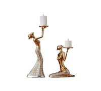 Bougeoir Paire de Chandeliers décoratifs créatifs, Style Moderne et épuré, for la Table à Manger ou la décoration intérieure.(Gold)