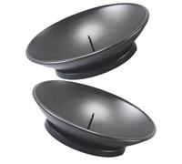 Bougeoir Plateau Rond Noir en Fer avec Piquet, Lot de 2
