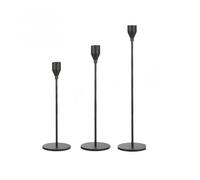 Bougeoir pour Bougies bâton Ensemble de 3 pièces, 33/28/23 cm bâton Or, dîner aux chandelles, décoration intérieure, décoratif Vintage de Mariage (3, Noir)